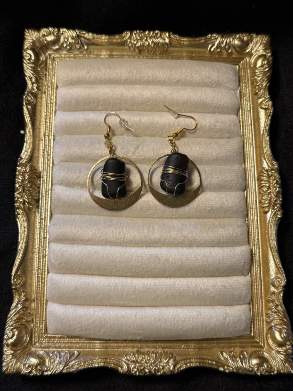 Seaham Midnight Hoops – Rare Pirate Glass Wire-Wrapped Earrings